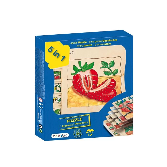 Beleduc Houten Lagen Puzzel Aardbei 3 Beleduc Houten Lagen Puzzel Aardbei