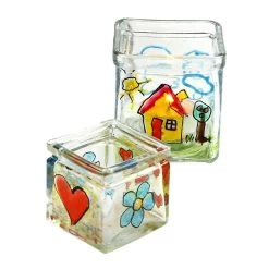 Merkloos Knutsel Potje Vierkant Van Glas