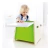 Hape Houten Opbergstoel -Speelgoedwinkel e1045a sit and stow stool with child 1 kopie